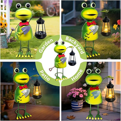 Solar Garden Lights Frog Statue, 13.78in Tall Frog