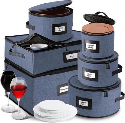 Hearth & Harbor Fine China Storage Containers, 6 Piece Dish Storage Containers