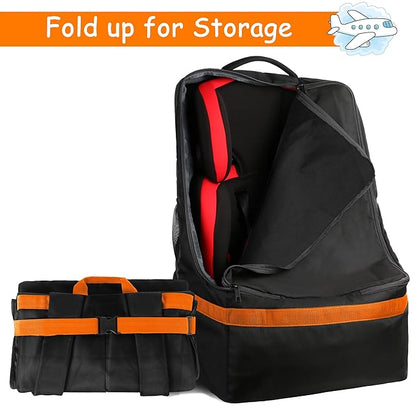 YOREPEK Car Seat Travel Bag, Padded Car Seats Backpack for Air Travel, Heavy Duty Gate Check Carseat Travel Bag for Airplane, Airport Gate Check Bag (Orange)
