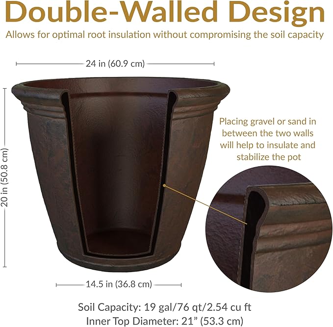 Sunnydaze 24-Inch Anjelica Large Plastic Pot