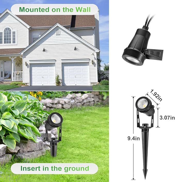 2 Pack Extendable Outdoor Landscape Lights, 12V Low Voltage Landscape Lighting