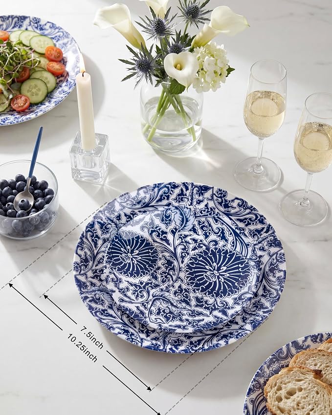Blue Plastic Plates, Floral Disposable Plates, anniversaries, or holidays.