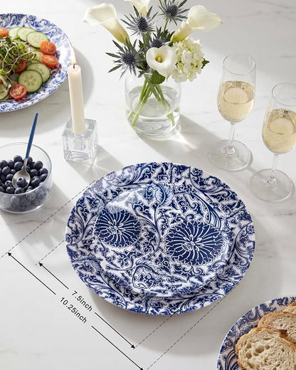 Blue Plastic Plates, Floral Disposable Plates, anniversaries, or holidays.