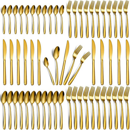 Hunnycook 60-Piece Gold Silverware Set