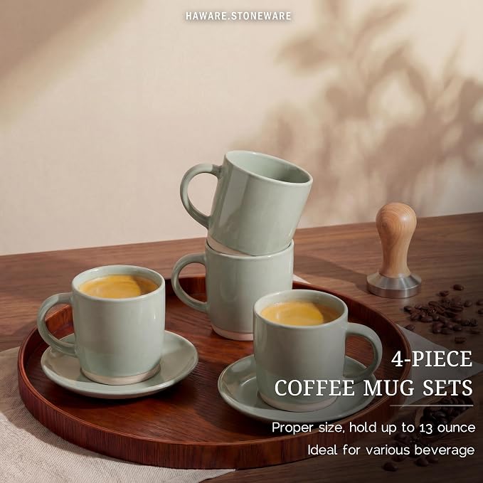 HaWare 13OZ Coffee Mugs with Handles, Stoneware Coffee Cups