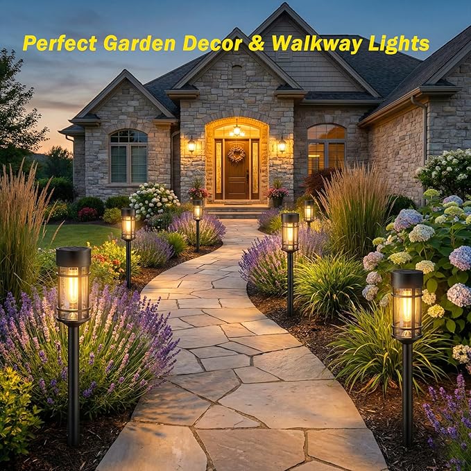 Solar Lights Outdoor Waterproof, 8 Pack 21" Solar Pathway Lights