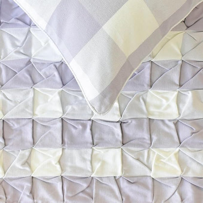 The HomeCentric King/Queen/Twin Lavender Decorative Bed Runner Full 68"x18" Bed Runner with One Pillow Cover, Checkered, Buffalo Plaid, Check Bed Scarf on Cotton Fabric - Lavender Plaid Knots