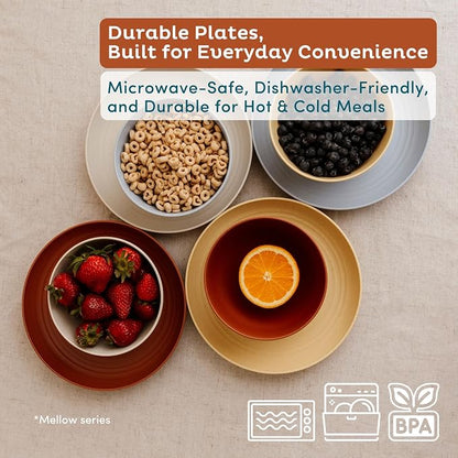 8-Pack Reusable Wheat Straw Plates Set