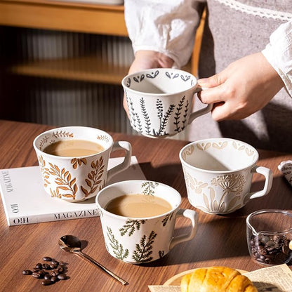 Ceramic Mugs 11 oz Unique Luxurious Cups Set of 4