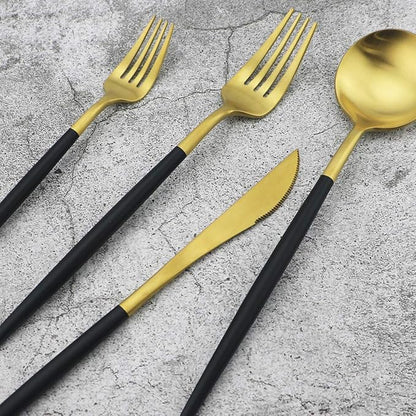 5-Piece 18/10 Stainless Steel Matte Gold Silverware Set, Kitchen Tableware Set