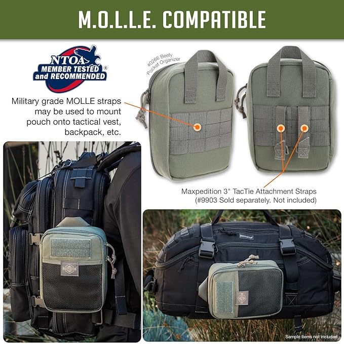 MAXPEDITION Beefy Pocket Organizer, Compact, MOLLE-Compatible, 1000D Nylon Tactical Pouch, Everyday Carry Tool and Gear Storage for Outdoor, Tactical, Survival, 0266