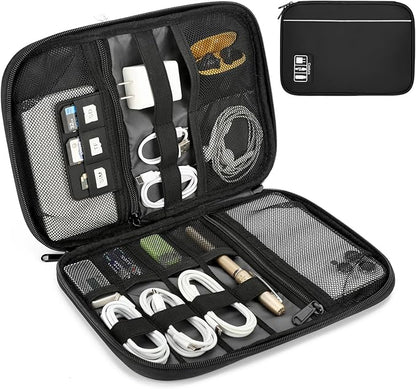 Electronic Organizer Travel Case, All-in-One Portable Cable Organizer Bag for Storage, Cord Organizer Tech Accessories for Cables, Chargers, Power Bank, Flash Drive,SD Card