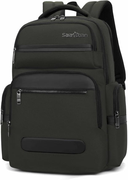 Men's Multilayer Backpack Business Casual Large Capacity Multifunctional Laptop Bag (Grey)