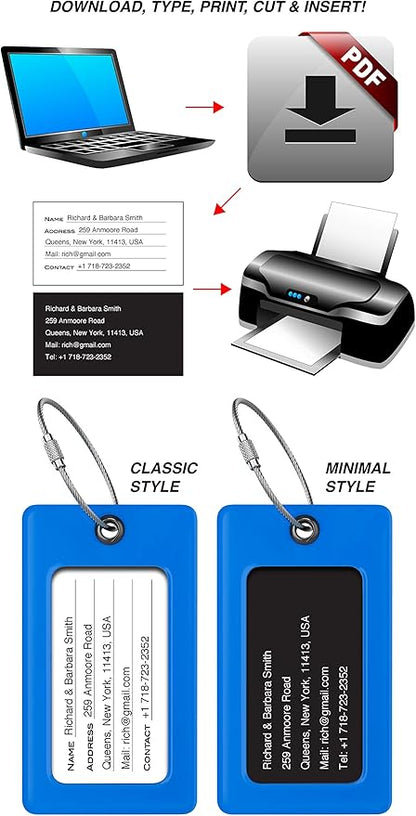 Luggage Tags Business Card Holder by TUFFTAAG - Durable Travel ID Bag Tag, Secure & Flexible, Perfect for Suitcases, Backpacks, and Carry-Ons, Easy Identification