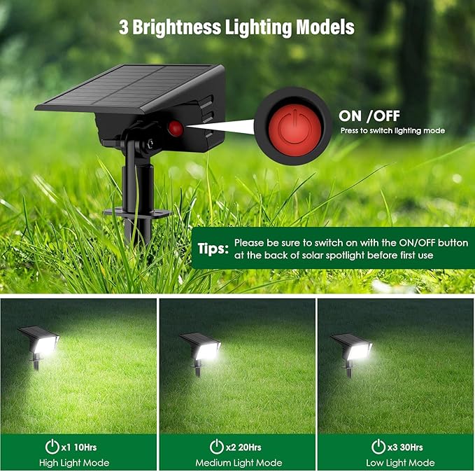 Solar Spot Lights Outdoor with 60 LED & Auto On/Off, 6 Pack Solar Lights