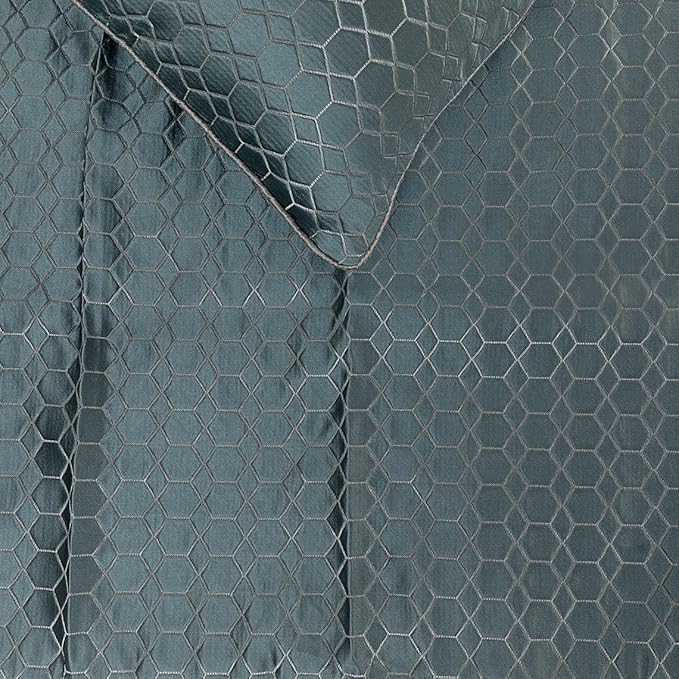 The HomeCentric King Queen Twin Blue Decorative King 90"x18" Bed Runner Without Pillow Cover, Hexagon Pattern Bed Scarf on Jacquard Fabric - Hexagon Lagoon