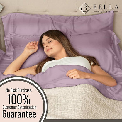 Bella Coterie Luxury Bamboo Viscose Queen Size Sheet Set | 100% Organically Grown | Ultra Soft | Cooling for Hot Sleepers | 18" Deep Pocket [Lilac]