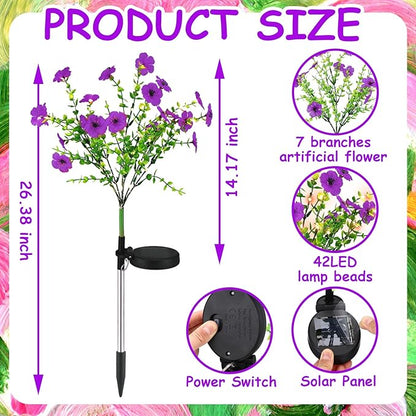 2 Pack Solar Stake Lights Outdoor Decor Waterproof Mums Artificial Flowers