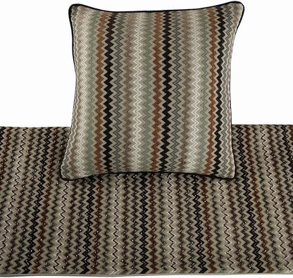 The HomeCentric Decorative Designer Handmade Bed Runner Without Pillow Cover, 74 x 18 Inch Velvet Designer Queen Size Bed Scarf with Tassle & Bead Embroidered Bed Linen Foot Warmer Home - Chevron Fun