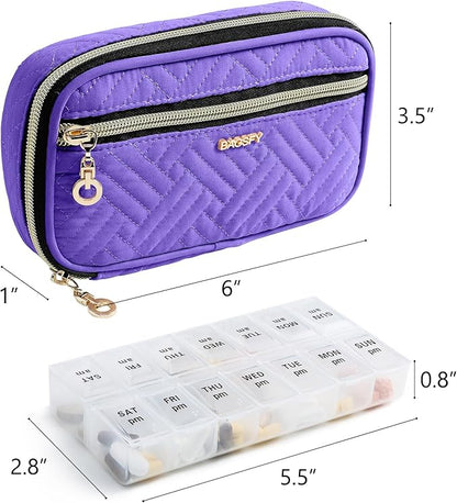 BAGSFY Pill Organizer Case 2 Times a Day- Weekly Medicine Organizer Travel Pill Box with Removable 7 Day Medicine Case Container for Fish Oil, Vitamin, Supplement