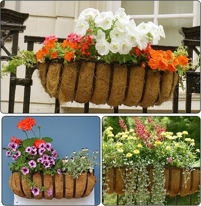 4 Pack Coco Liners for Window Planter Box - 24in 100% Natural Coconut Coir