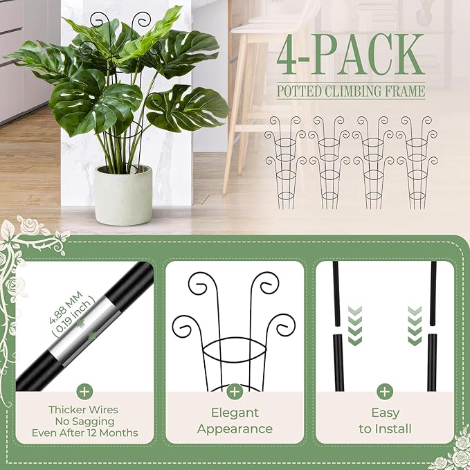 4 Pack 30 Inch Tall Metal Plant Trellis