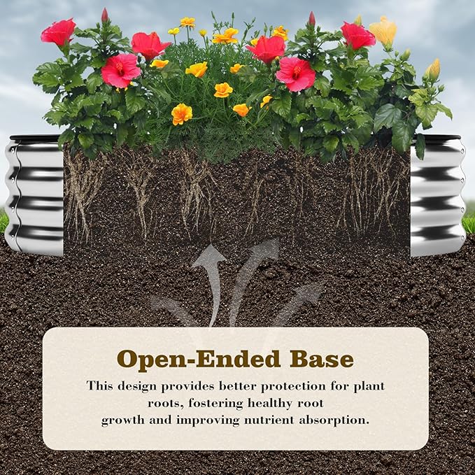 Galvanized Metal Planter Round Raised Garden Bed Kit