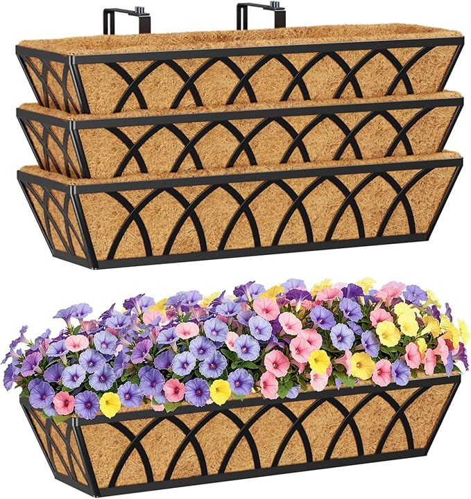HFHOME 24 inch Window Deck Rail Planter