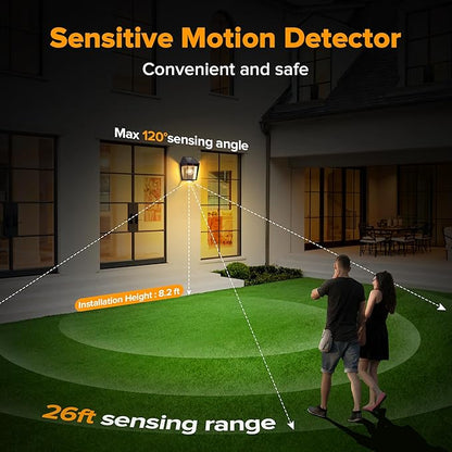 LUTEC Solar Wall Lights Outdoor, Solar Wall Lanterns with 3 Modes, Dusk to Dawn Motion Sensor Led Sconce Lights, Waterproof Exterior Front Door Porch Lights for Outside, Patio, Garage- 1Pack