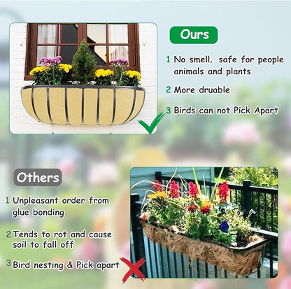 3PCS 30 Inch Planter Basket Liners Fabric Window Box Liners Felt Trough Planter
