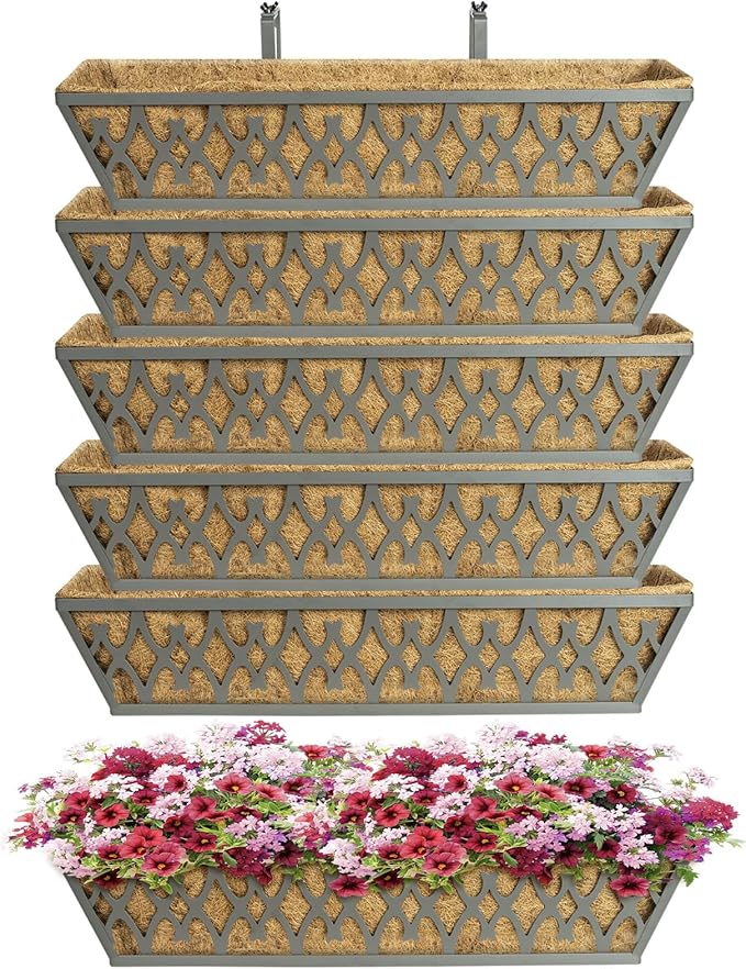6 Pack 24 Inch Window Boxes Planters Railing Planter Box