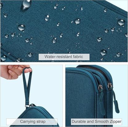FYY Electronic Organizer, Travel Cable Organizer Bag Pouch Electronic Accessories Carry Case Portable Waterproof Double Layers Storage Bag for Cable, Cord, Charger, Phone, Earphone, Medium Size, Green