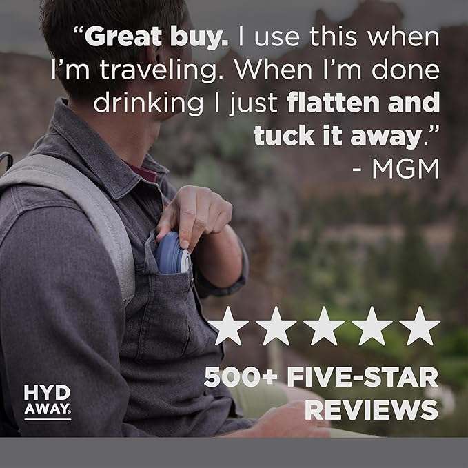 HYDAWAY 17oz Collapsible Water Bottle - BPA-Free, Leakproof, Lightweight, and Space-Saving - Perfect for Travel, Hiking, and Everyday Hydration