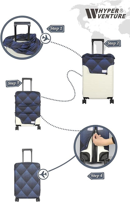 HYPER VENTURE Washable Luggage Cover - Fashion Suitcase Protector Fits 18-22 Inch Luggage (Blue Cube, S)