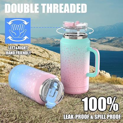 Hydraful 64 oz Tumbler with Handle and Straw