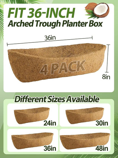 36in Arched Coco Liners for Window Planter Box
