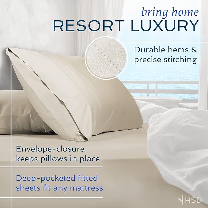 Hotel Sheets Direct 4 Piece Bed Sheet Set Full Size, 100% Viscose Derived from Bamboo Sheets Set with 2 Pillowcases, Cooling & Breathable Luxury Bedding, Moisture-Wicking & Silky Soft, Light Blue