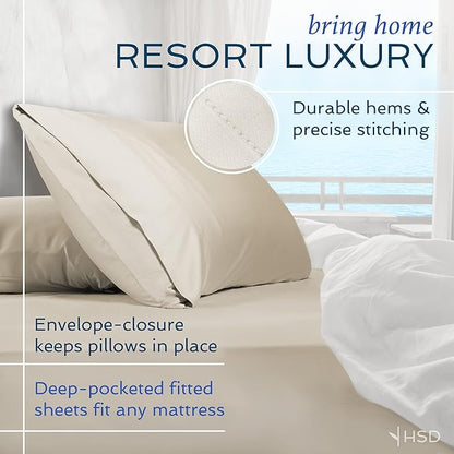Hotel Sheets Direct 4 Piece Bed Sheet Set King Size, 100% Viscose Derived from Bamboo Sheets Set with 2 Pillowcases, Cooling & Breathable Luxury Bedding, Moisture-Wicking & Silky Soft Texture, Black