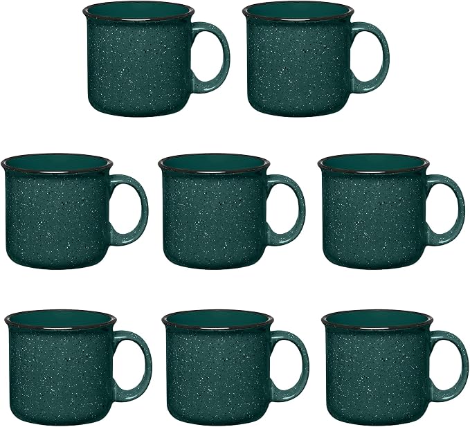 Set of 8 Ceramic Campfire Mugs – 15 Oz, Camping – Customizable