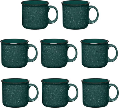 Set of 8 Ceramic Campfire Mugs – 15 Oz, Camping – Customizable