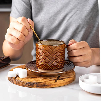 GBhome 6 OZ Stackable Coffee Mugs Set of 4, Ceramic Coffee Cups Set | 4
