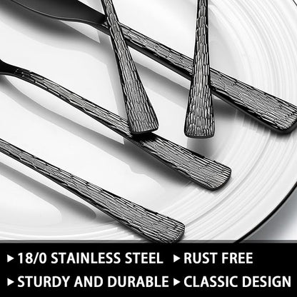49-Piece Black Silverware Set