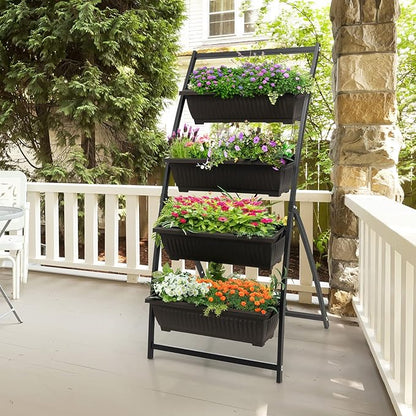 Giantex 2 Pcs 5.2FT Vertical Raised Garden Bed, 4-Tier Elevated Planter Box w/4