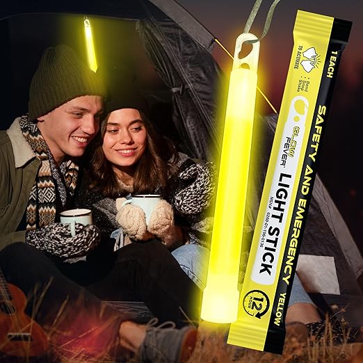 Glow Fever Emergency Safety Military Grade Glow Sticks, 30pcs 6'' Lightsticks, Light Up Ultra Bright with 12 Hours Duration. for Hiking Party Camping Blackouts Hurricane Shelter Survival Kit (Yellow)