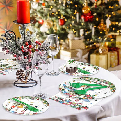 96 Pieces Christmas Ballet Party Tableware Set – Festive Disposable Dinnerware