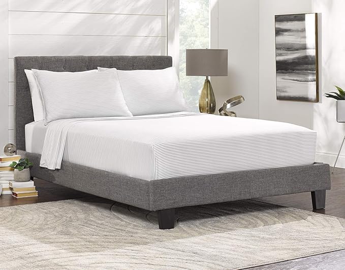 Pure Bamboo Split King Sheets, Genuine 100% Organic Viscose Derived from Bamboo Bed Sheet Set, Soft & Cooling, Double Stitching, 2 Fitted Sheets (Split King, Stripes)