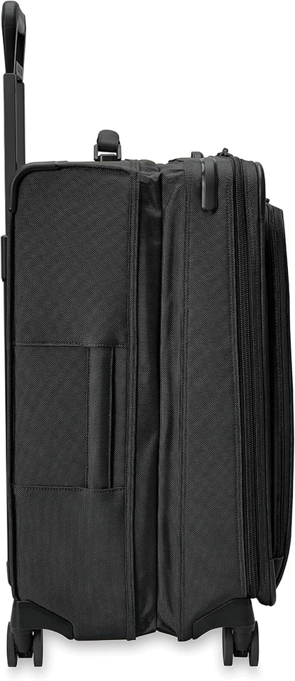 Briggs & Riley 26" Medium Expandable Spinner - Checked Luggage for Travel, Suitcases with Wheels, Softside Rolling Bag for Men & Women, Self-Repairing Zipper - Baseline Collection, Black