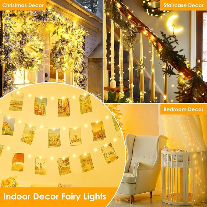 2Pack Each 66Ft 200LED Christmas Fairy Lights Plug in