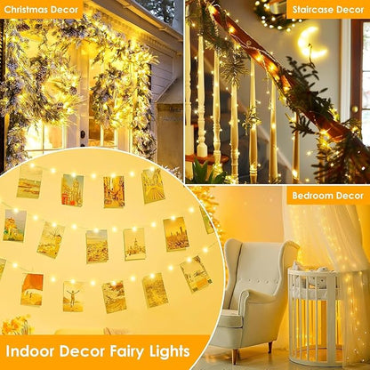 2Pack Each 66Ft 200LED Christmas Fairy Lights Plug in
