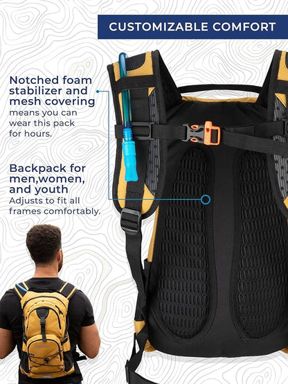 National Park Foundation 18L Hydration Backpack with 2 Liter Hydro Water Bladder Bag, Lightweight Daypack for Cycling, Hiking, Running, Climbing, for Men Women Kids